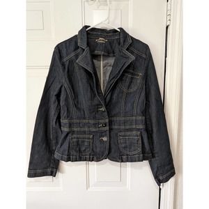 EUC Lee Riders Copper Indigo Structured Button Front Jean Jacket Womens Sz L T78